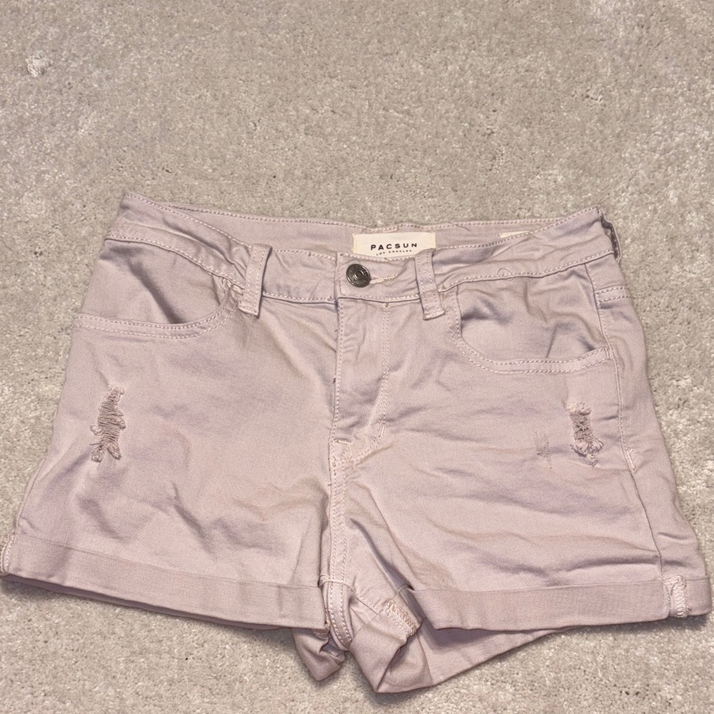 PacSun Women's Pink Distressed Jean Shorts